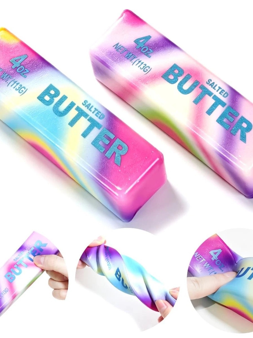 Rainbow Butter Squishy Stick | Super Soft Slow Rising Fidget Squeeze Toy (2 pck)
